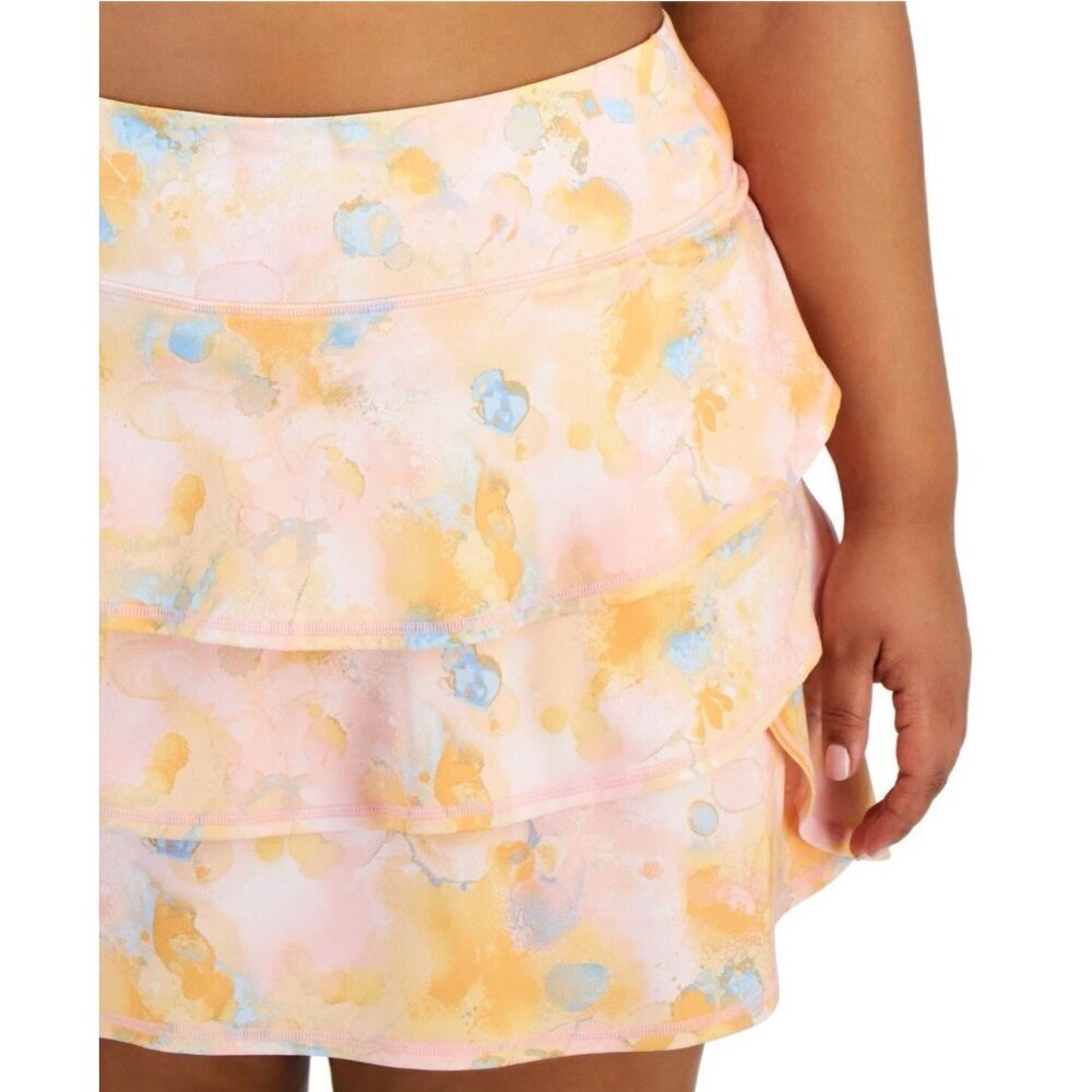 ID Ideology Plus Size Dreamy Bubble-Printed Tiered Flounce Pull-on Skort Pink - Picture 3 of 16